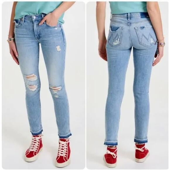 MOTHER The Rascal Ankle Undone Hem Womens Light Wash Blue 29 - Picture 1 of 16